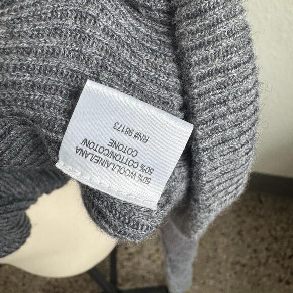 Worth  Wool Cotton Knit Pullover Poncho Sweater Sleeveless Open Hooded Sz Large - Picture 6 of 7